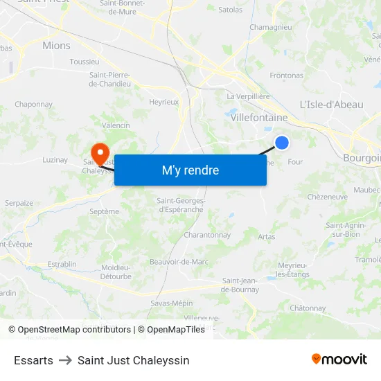 Essarts to Saint Just Chaleyssin map