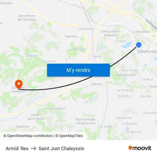 Armiã¨Res to Saint Just Chaleyssin map