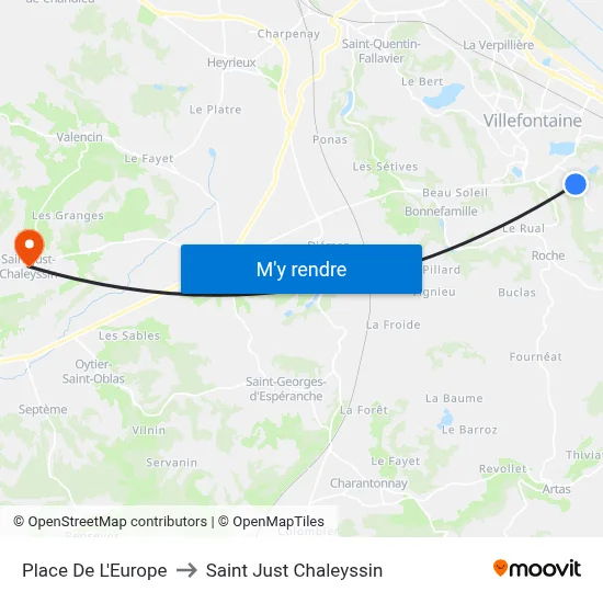 Place De L'Europe to Saint Just Chaleyssin map