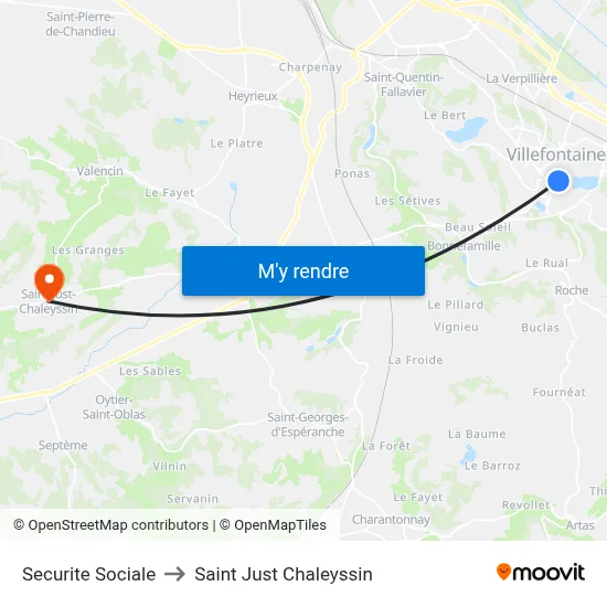 Securite Sociale to Saint Just Chaleyssin map