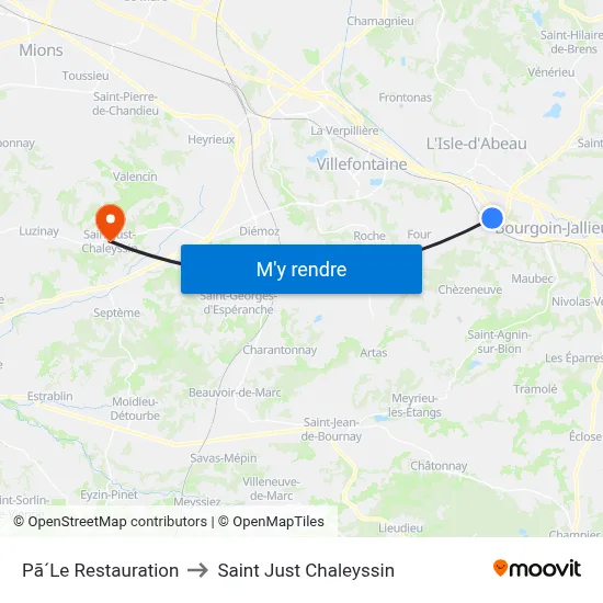 Pã´Le Restauration to Saint Just Chaleyssin map