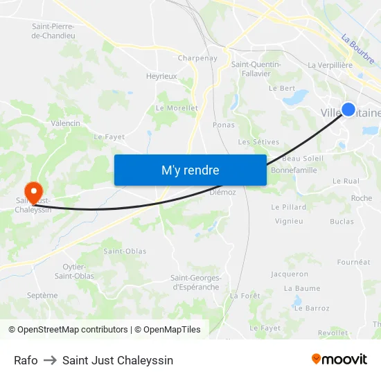 Rafo to Saint Just Chaleyssin map