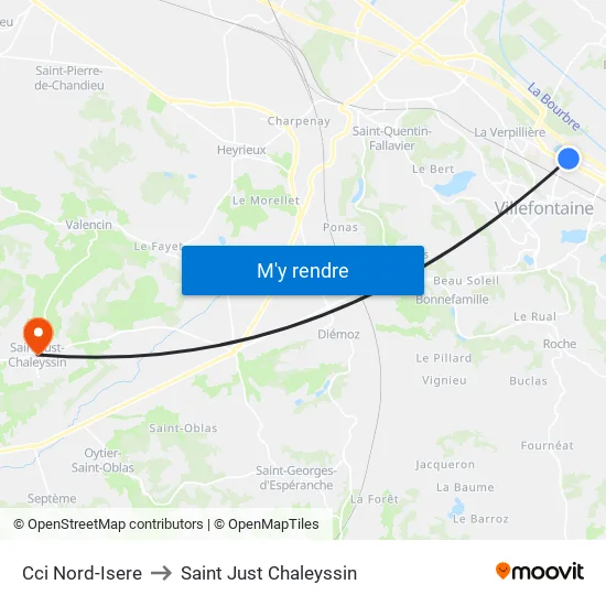Cci Nord-Isere to Saint Just Chaleyssin map
