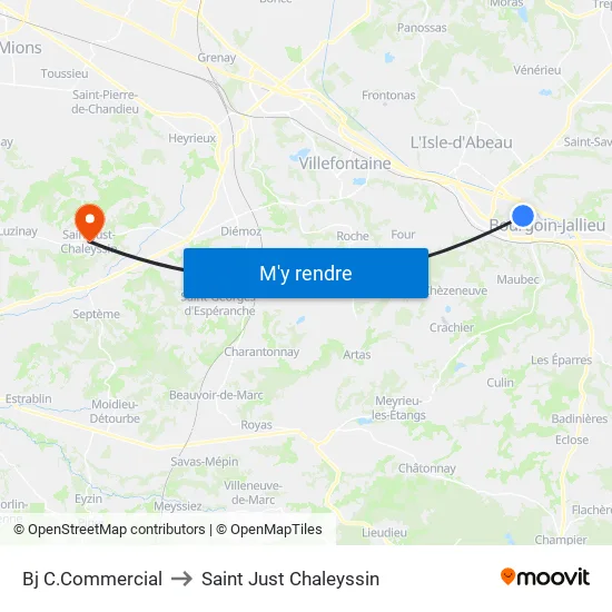 Bj C.Commercial to Saint Just Chaleyssin map