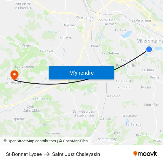 St-Bonnet Lycee to Saint Just Chaleyssin map