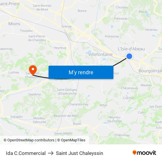 Ida C.Commercial to Saint Just Chaleyssin map