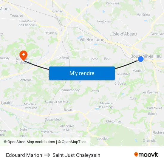 Edouard Marion to Saint Just Chaleyssin map