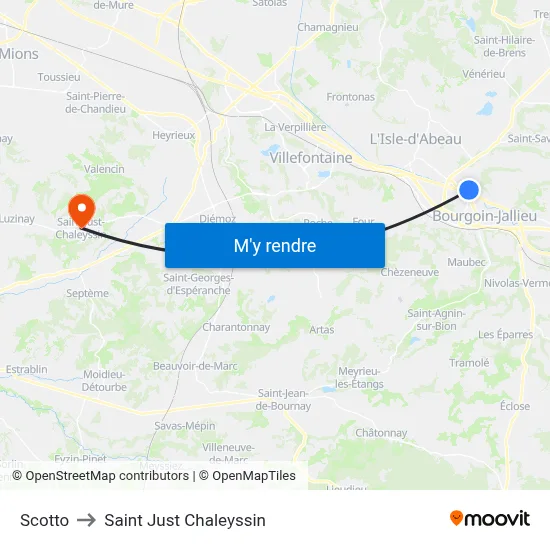 Scotto to Saint Just Chaleyssin map