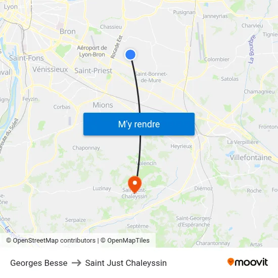 Georges Besse to Saint Just Chaleyssin map