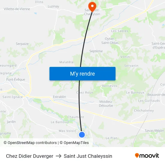 Chez Didier Duverger to Saint Just Chaleyssin map