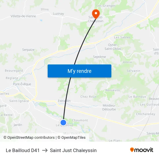 Le Bailloud D41 to Saint Just Chaleyssin map