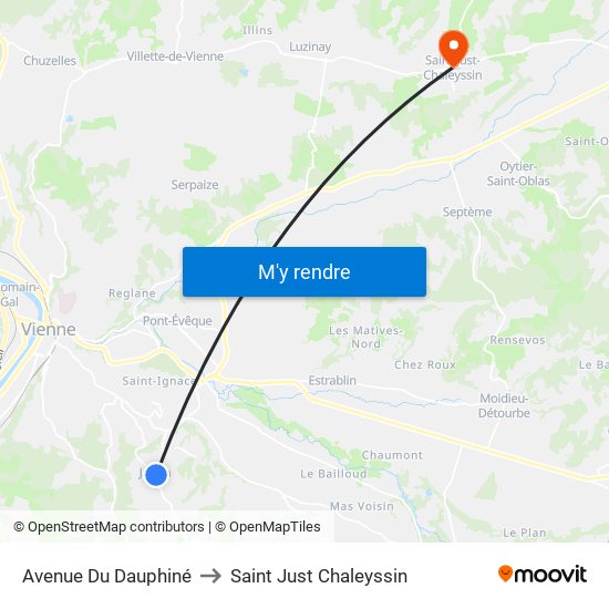 Avenue Du Dauphiné to Saint Just Chaleyssin map