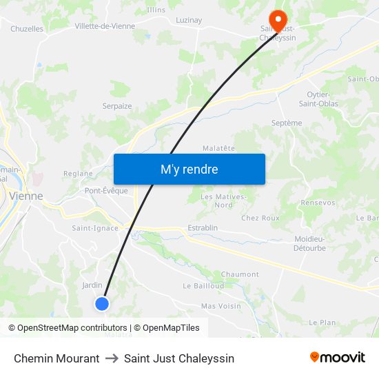 Chemin Mourant to Saint Just Chaleyssin map