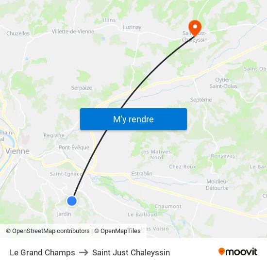 Le Grand Champs to Saint Just Chaleyssin map