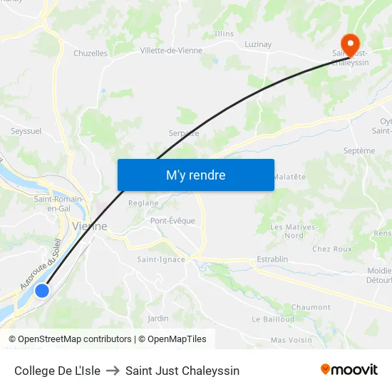 College De L'Isle to Saint Just Chaleyssin map