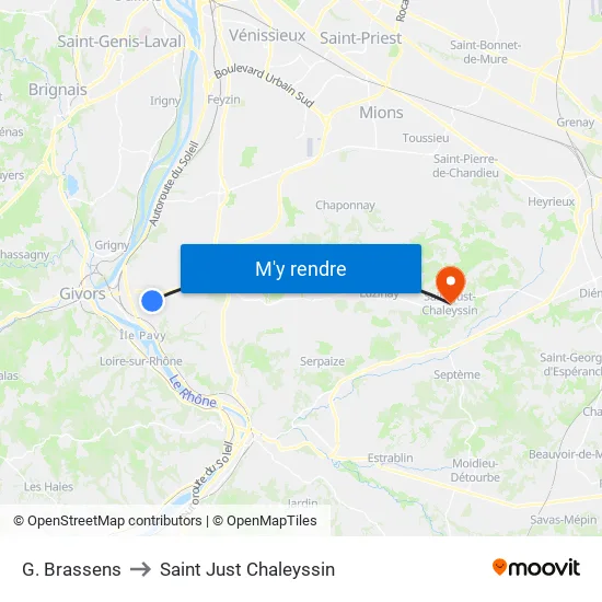 G. Brassens to Saint Just Chaleyssin map