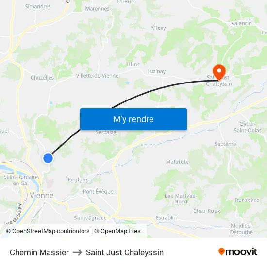 Chemin Massier to Saint Just Chaleyssin map