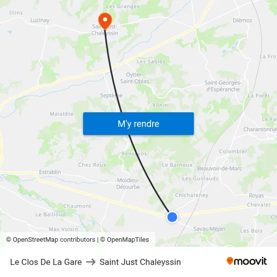 Le Clos De La Gare to Saint Just Chaleyssin map