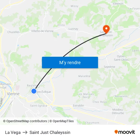 La Vega to Saint Just Chaleyssin map