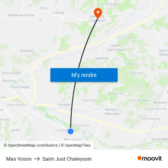 Mas Voisin to Saint Just Chaleyssin map