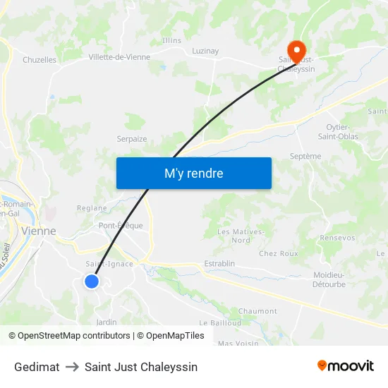 Gedimat to Saint Just Chaleyssin map