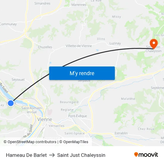 Hameau De Barlet to Saint Just Chaleyssin map