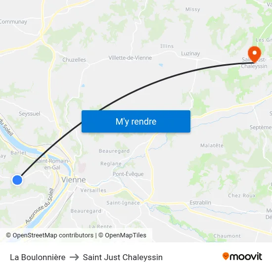 La Boulonnière to Saint Just Chaleyssin map