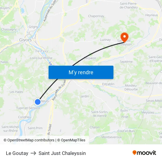 Le Goutay to Saint Just Chaleyssin map
