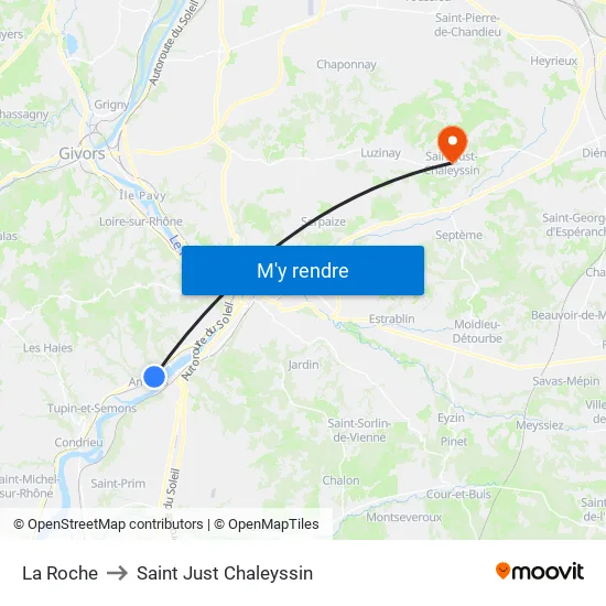 La Roche to Saint Just Chaleyssin map