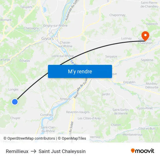 Remillieux to Saint Just Chaleyssin map