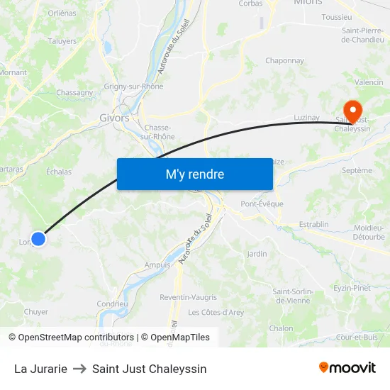 La Jurarie to Saint Just Chaleyssin map
