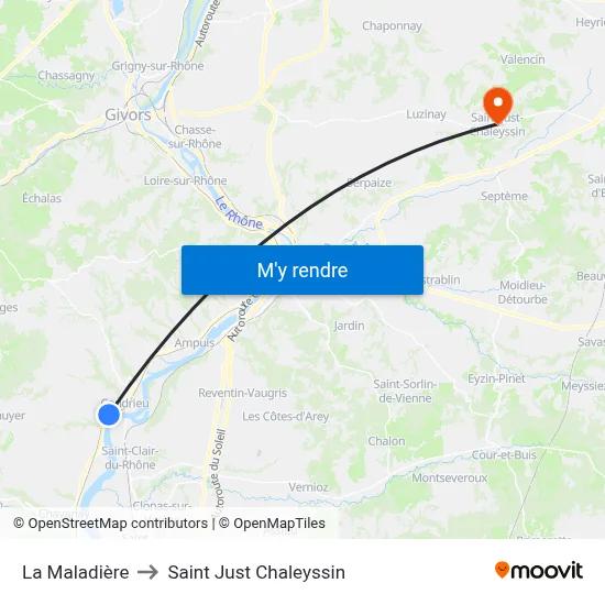 La Maladière to Saint Just Chaleyssin map