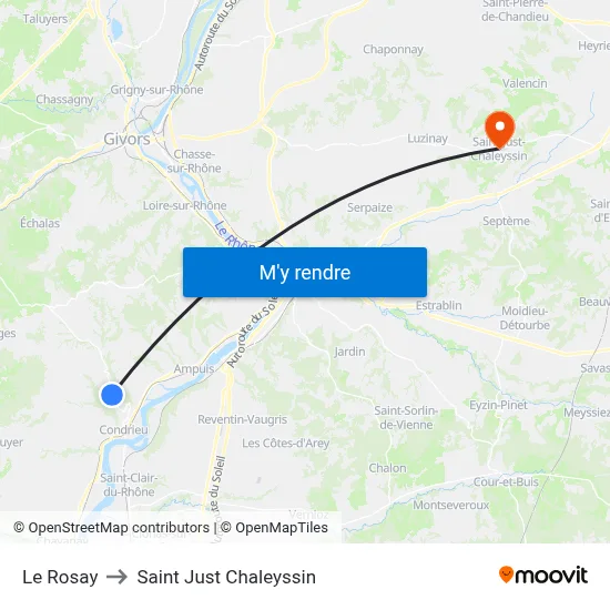 Le Rosay to Saint Just Chaleyssin map
