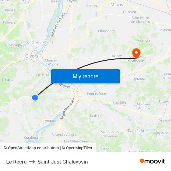 Le Recru to Saint Just Chaleyssin map