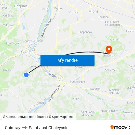 Chinfray to Saint Just Chaleyssin map