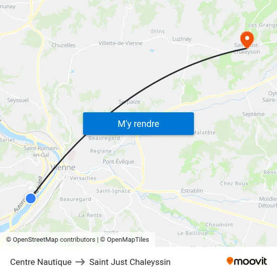 Centre Nautique to Saint Just Chaleyssin map