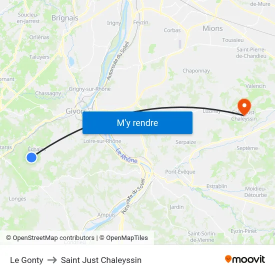 Le Gonty to Saint Just Chaleyssin map