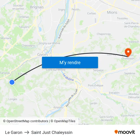 Le Garon to Saint Just Chaleyssin map