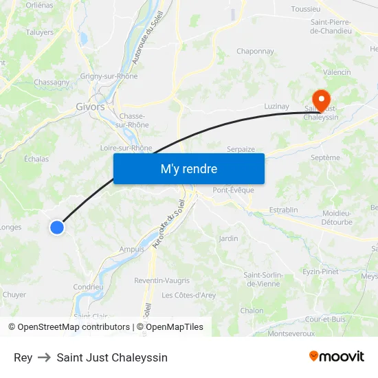 Rey to Saint Just Chaleyssin map