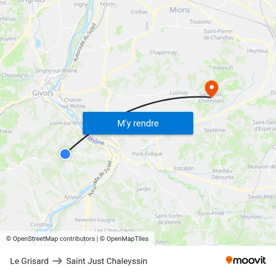 Le Grisard to Saint Just Chaleyssin map