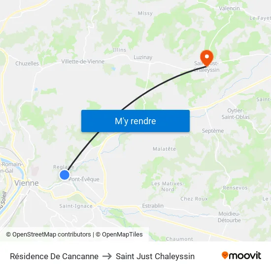 Résidence De Cancanne to Saint Just Chaleyssin map