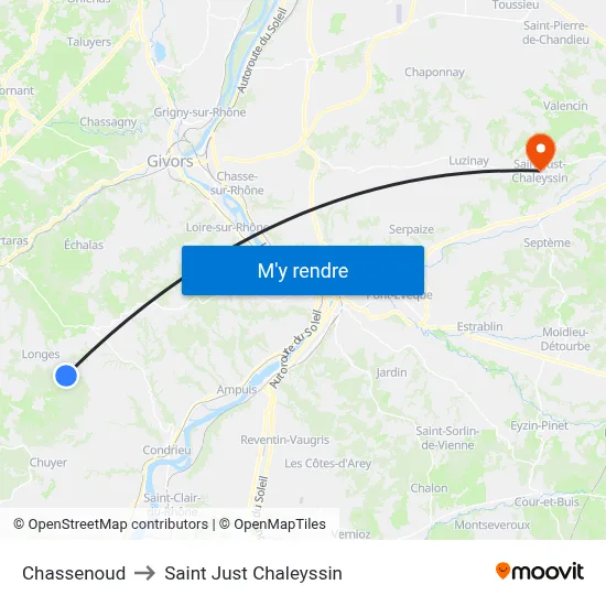 Chassenoud to Saint Just Chaleyssin map