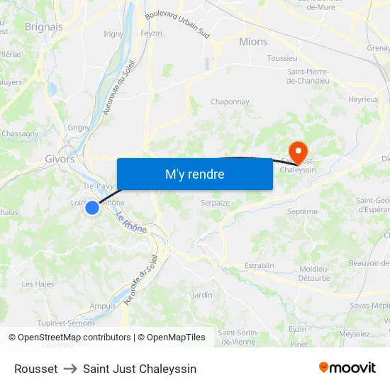Rousset to Saint Just Chaleyssin map