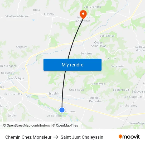 Chemin Chez Monsieur to Saint Just Chaleyssin map