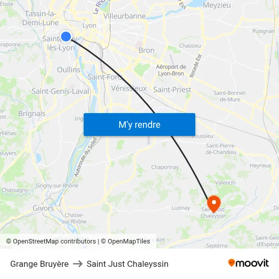 Grange Bruyère to Saint Just Chaleyssin map
