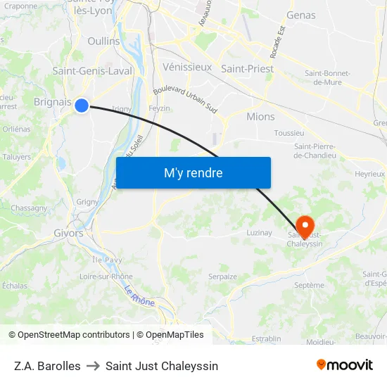 Z.A. Barolles to Saint Just Chaleyssin map