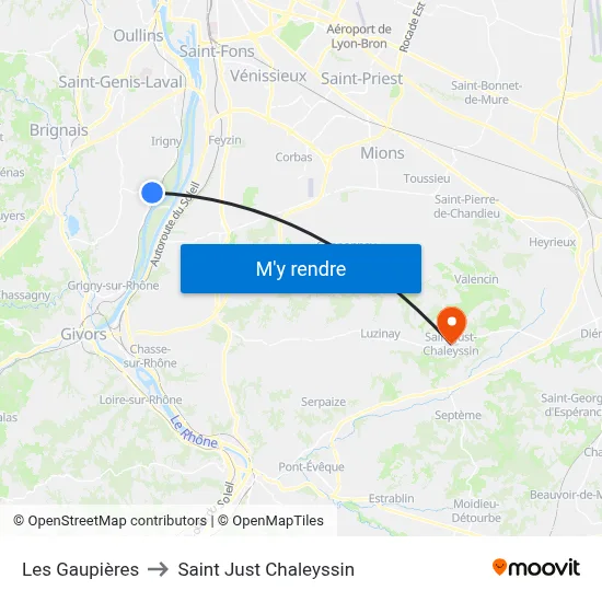 Les Gaupières to Saint Just Chaleyssin map
