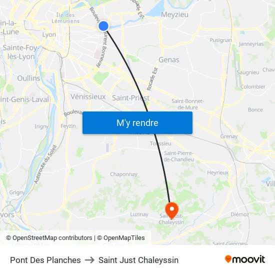 Pont Des Planches to Saint Just Chaleyssin map