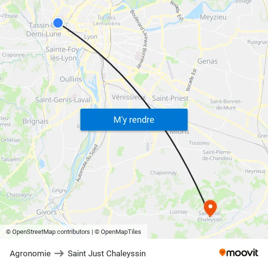 Agronomie to Saint Just Chaleyssin map