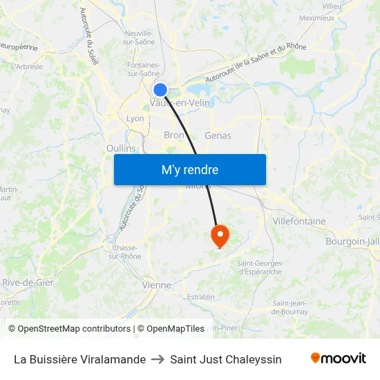 La Buissière Viralamande to Saint Just Chaleyssin map
